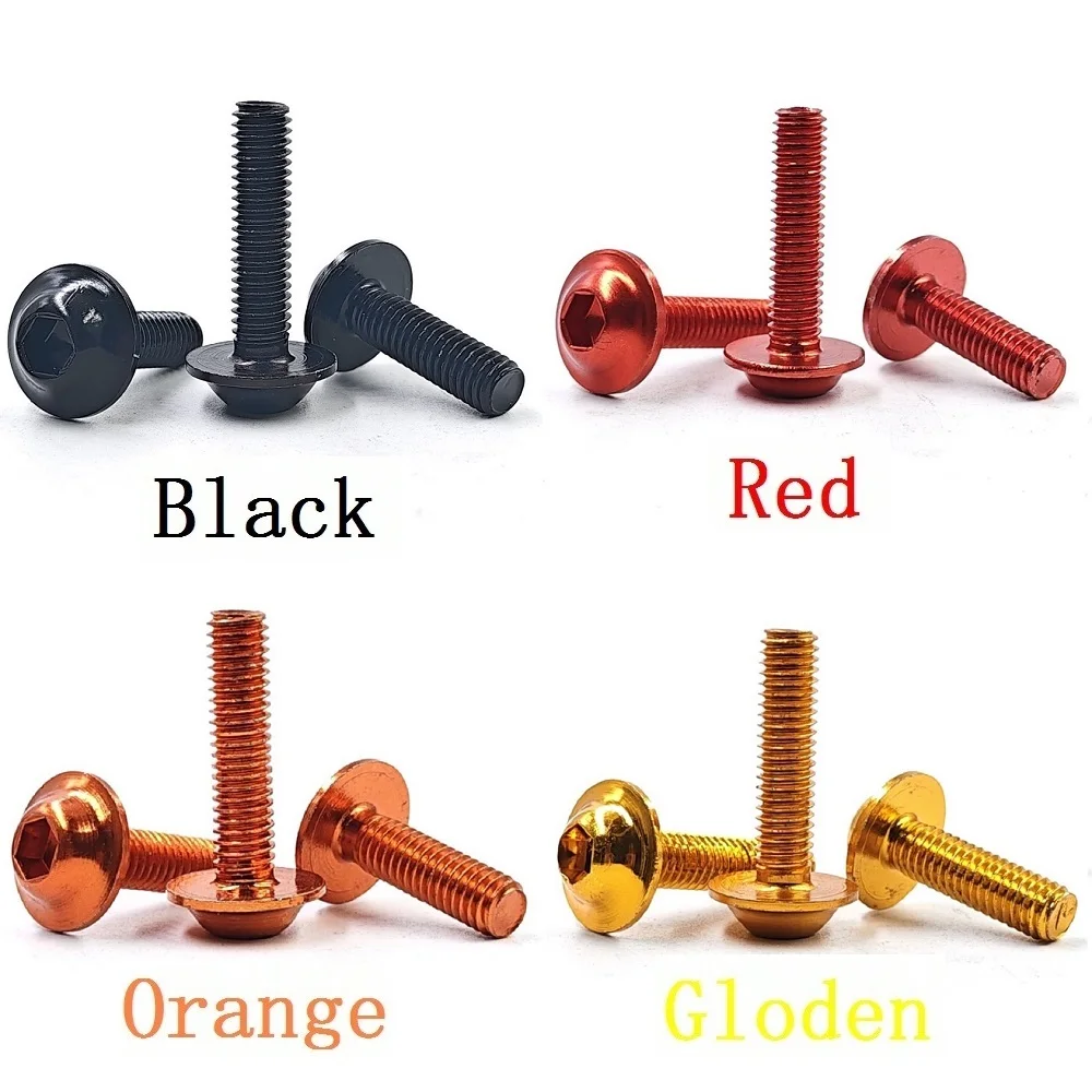 10pcs M5 M6 ISO7380.2 Aluminum Colourful Half Round Button Flange Head With Washer Inner Hex Socket Allen Screw