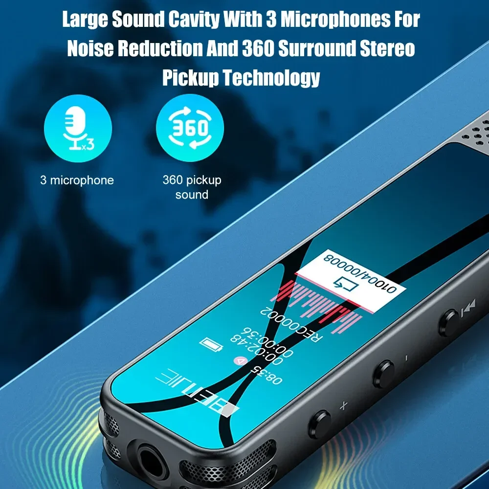 BENJIE-G6 مسجل صوت مع مكبر صوت ، مشغل MP3 بلوتوث ، ديكتافون ، 3072Kbps ، DSP الحد من الضوضاء ، أداة تسجيل ، 8G ، 16G ، 32G ، 64G