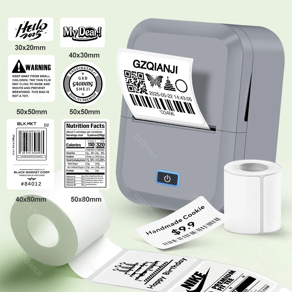 Marklife 2 inch Thermal Label Maker Portable Sticker Bluetooth Printer RFID Paper Rolls for Clothes, Home, Business Tag Print