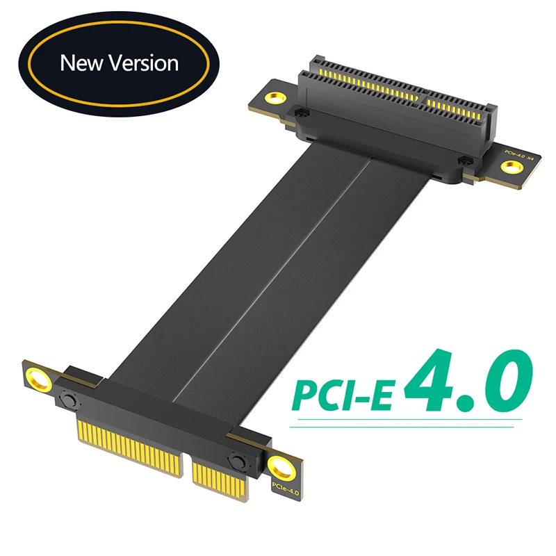 10 ซม.PCI-E4.0 X4 Riser สาย Dual 90 องศา PCIe Gen4 4X to 4X สาย PCI Express Riser Card Ribbon Extender 8 GB สําหรับ PC