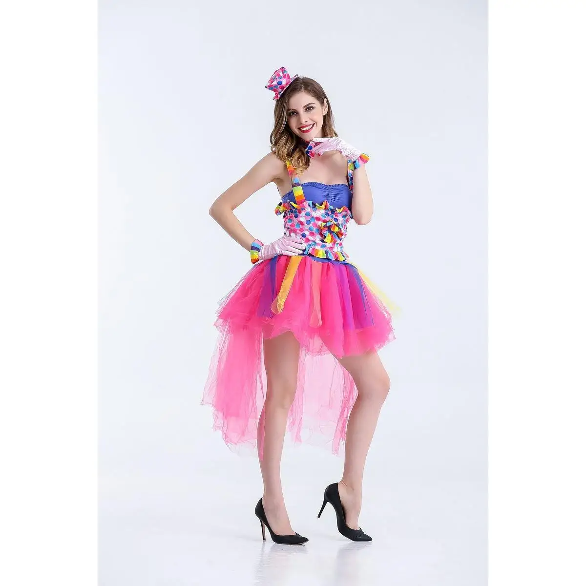 Costume de Clown couleur bonbon, Costume de spectacle, chanteur de discothèque, tenue d'halloween, Costume d'acteur de danse d'ouverture