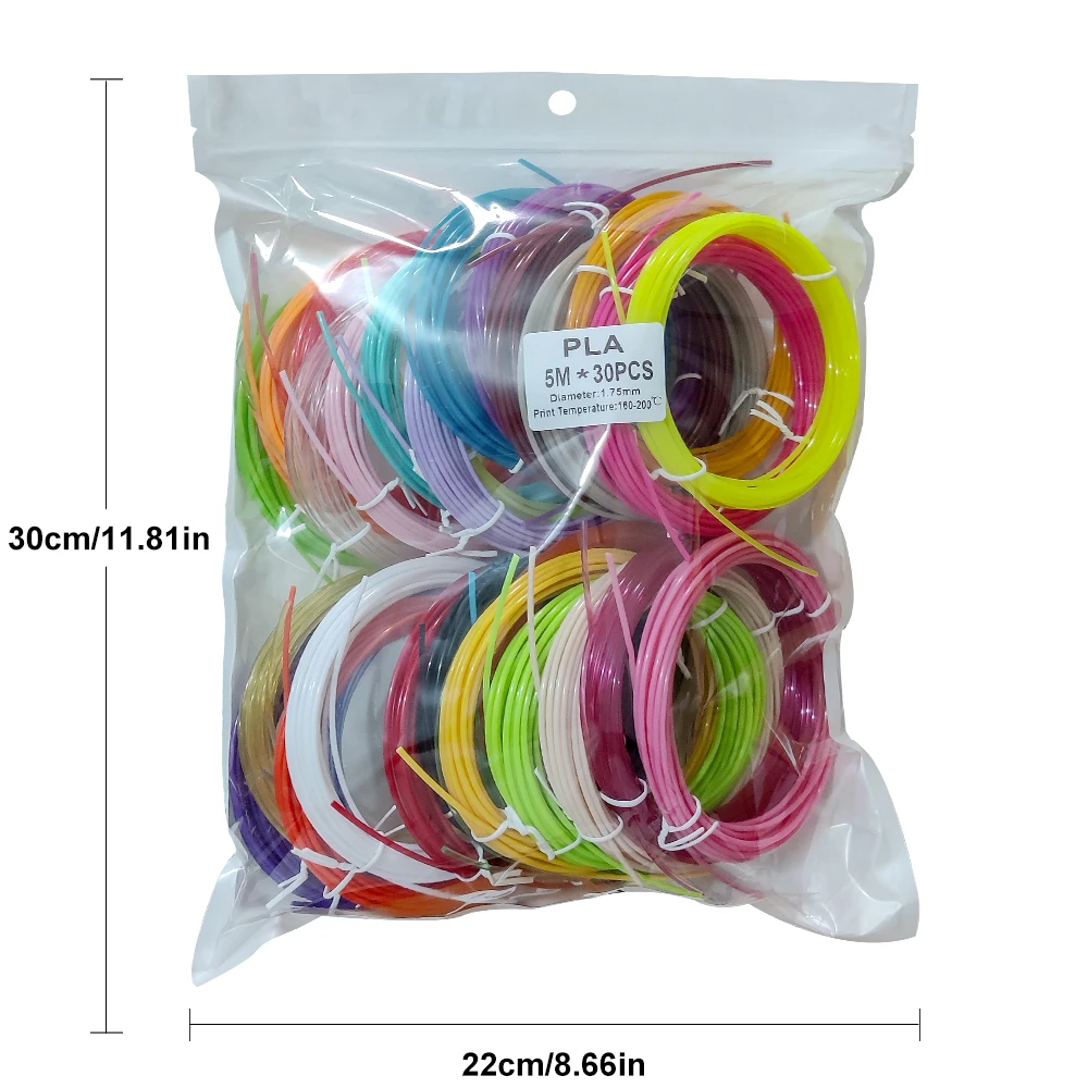 30 Colors 3D Pen Filament 1.75mm PLA, Each Color 16.4 Feet(5m), Total 492 Feet (150m) 3D Pen Filament Refills, Random Color