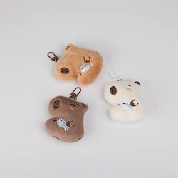 Squeak Capybara Plush Keychain Creative Stuffed Animal Doll Keyring Cute Bag Pendant Backpack Hanging Decoration