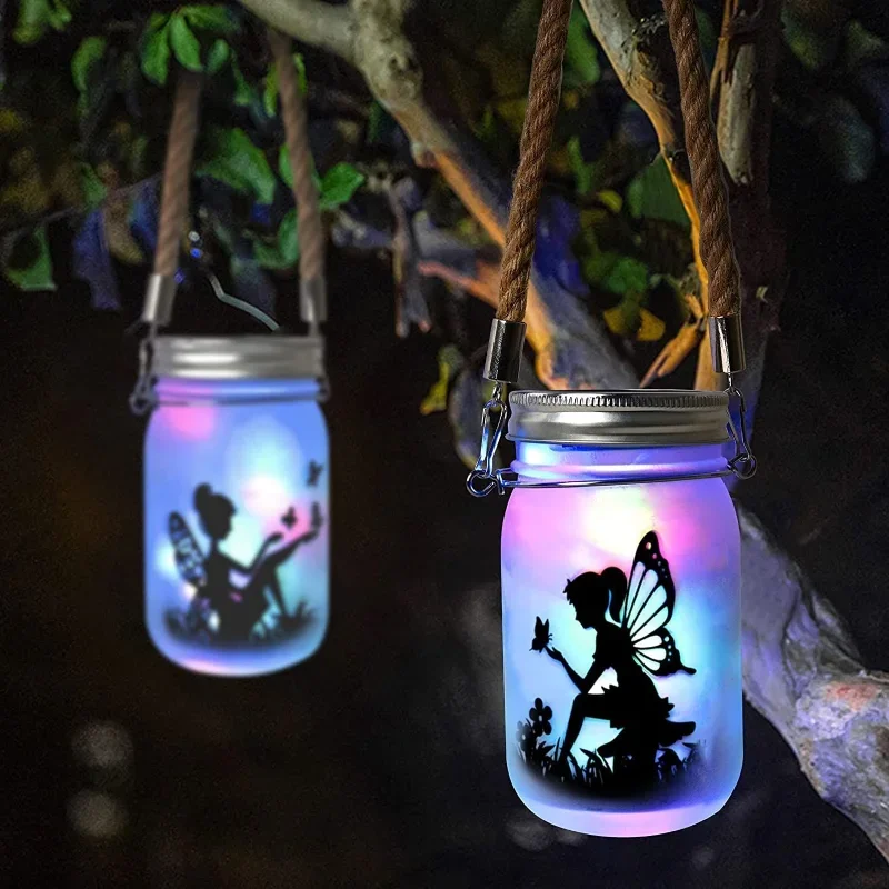 Outdoor Solar LED String Lights Frosted Mason Jar Light DIY Fairy Light Garden Chandelier Christmas Gift Room Atmosphere Light
