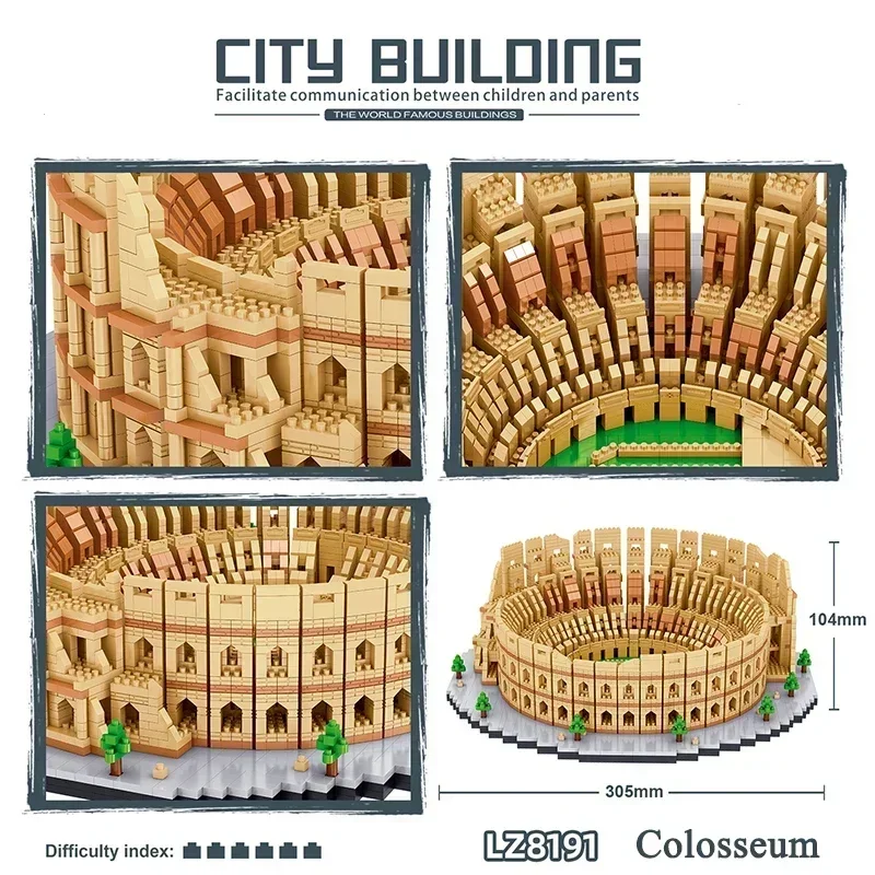 5594PCS Mini Building Blocks Famous Building Colosseum 3D Model DIY City Attractions Children\'s Educational Toy Brick Adult Gift