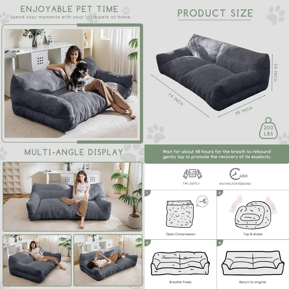 

Ортопедическая лежанка для собак Jumbo с плюшевой поддержкой и вельветовым покрытием, серая, XXXXL