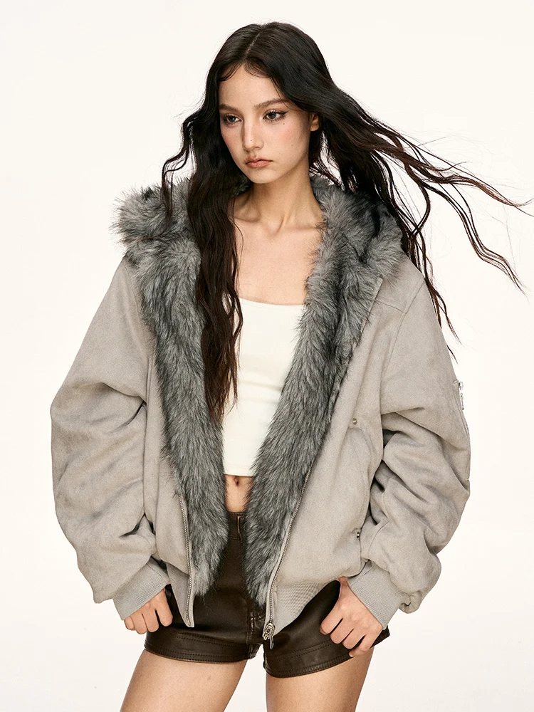 

Женская зимняя парка Aaisup American Style: двусторонняя, с капюшоном, на хлопковой подкладке, теплая, из хлопка, верхняя одежда