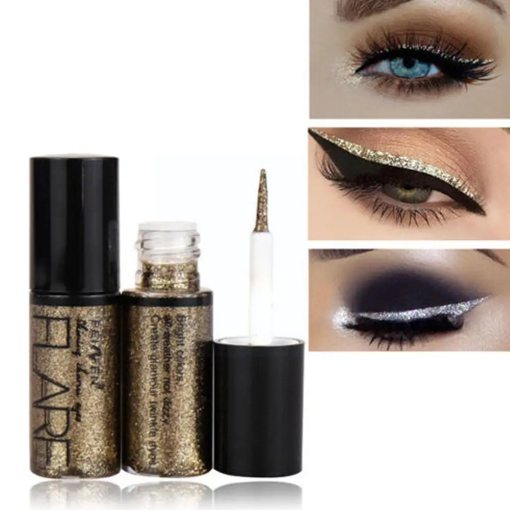 Delineador líquido com glitter para mulheres, delineador de olhos brilhante, maquiagem profissional, cosméticos coreanos, cor de ouro rosa prateado, novo, Y9P2