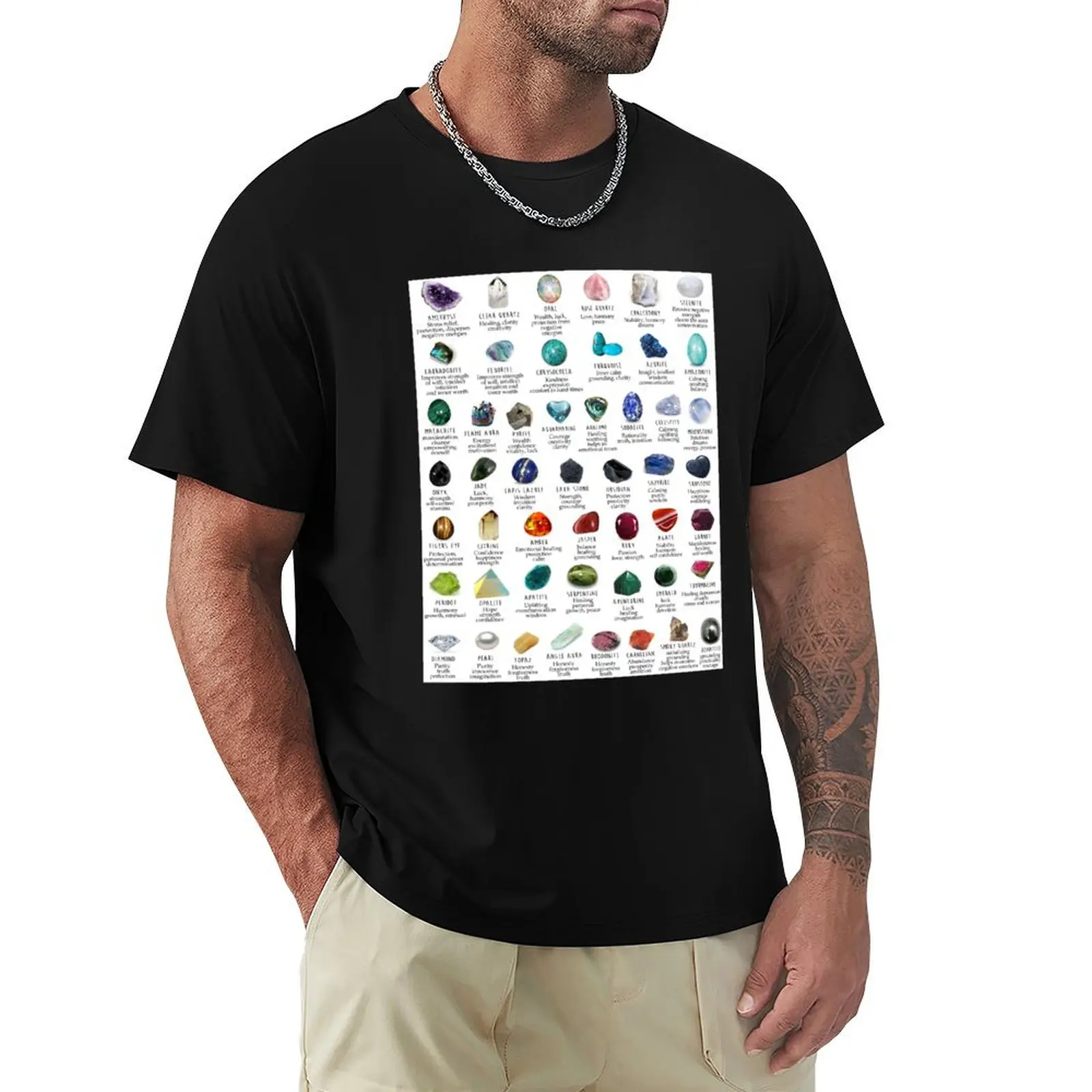 crystals gemstones identification T-Shirt custom shirt summer tops graphic t shirts clothes for men