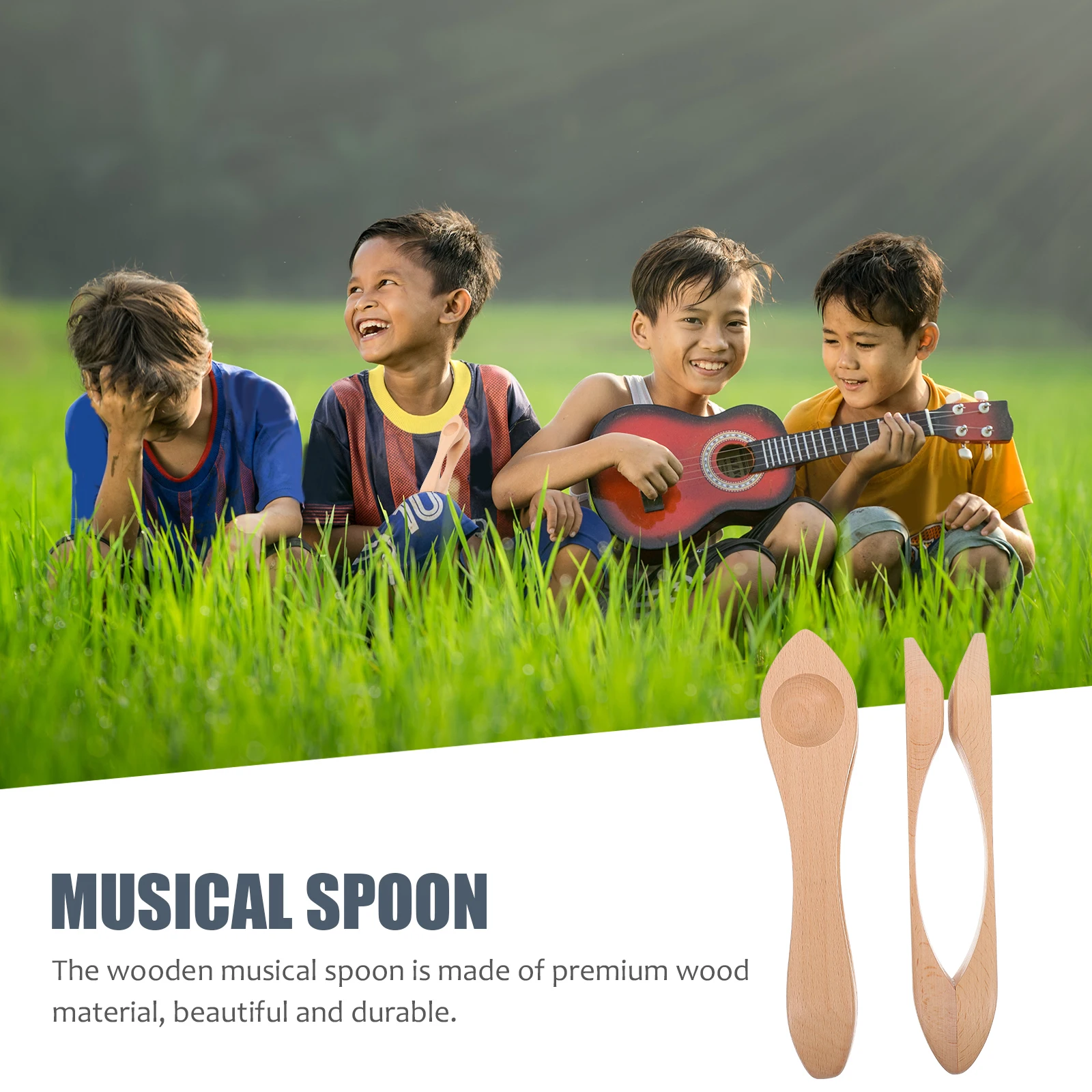 

2PCS Wooden Musical Spoon Kids Percussion Instrument Smooth Surface Toddler Toys Home School Play Easy