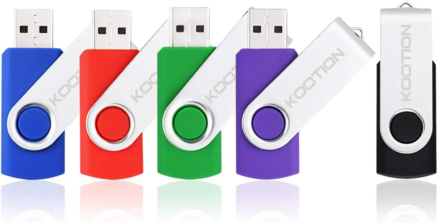

5 Pack 1GB USB 2.0 Flash Drives, Assorted Colors, Keychain Design, Plug & Play
