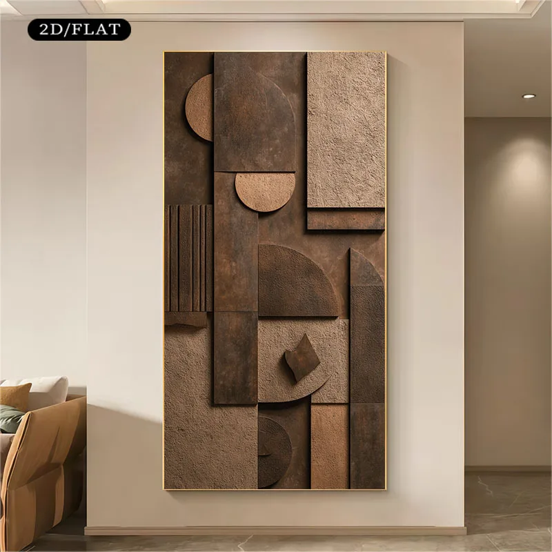 2D Flat Large Modern Abstract Lines Canvas Wall Art - Unframed Minimalist Neutral Geometric Canvas Prints for Living Room Decor