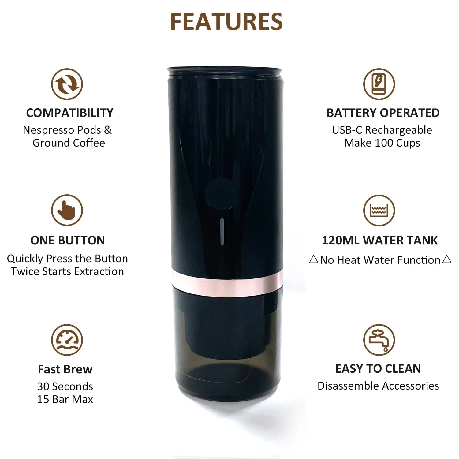 ماكينة الاسبريسو الشركة المصنعة بسعر الجملة PCM03 ماكينة صنع القهوة الكهربائية الصغيرة المحمولة للسفر USB أوتوماتيكية بالكامل في المخزون