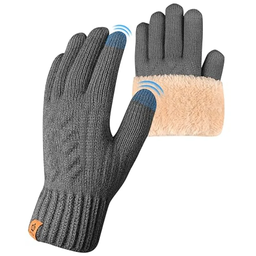 

Thermal Winter Gloves-Fleece Lining Touch Screen Knit Stretchy Warm Gloves for Running Cycling Riding- Men Women