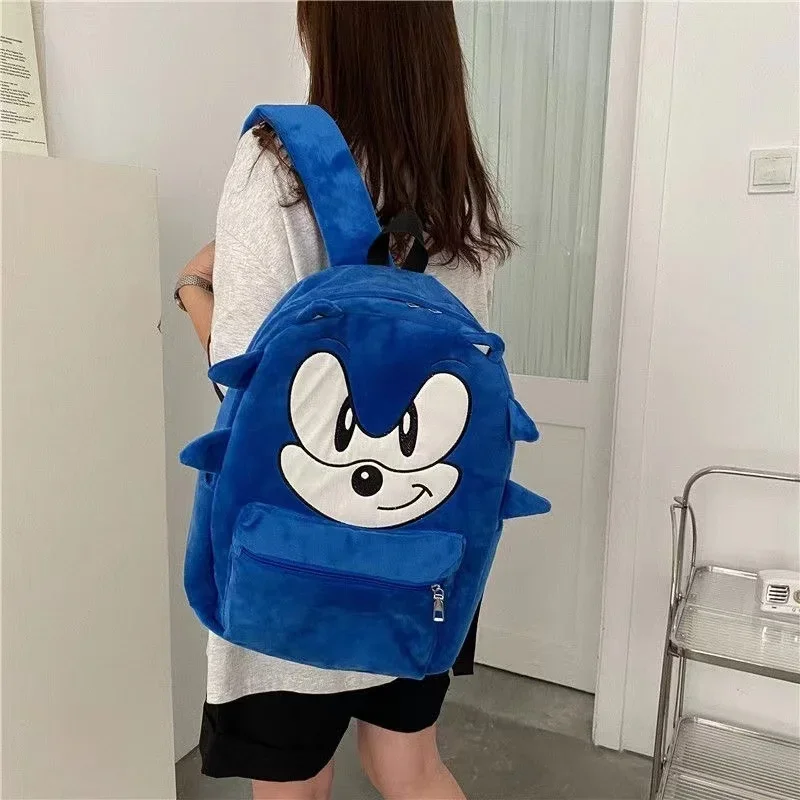 Sonic The Hedgehog Plush School Bag Cartoon Style Couple Students Large Capacity Backpack Christmas Birthday Gift