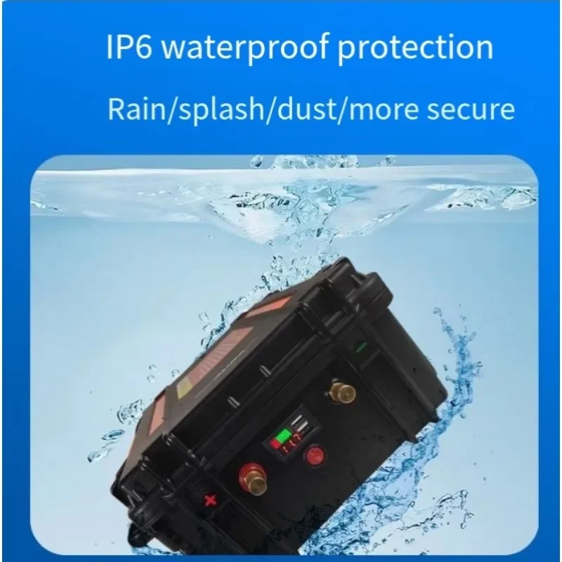 Lithium iron phosphate 12V large capacity RV outdoor camping inverter waterproof lithium battery propeller waterproof model