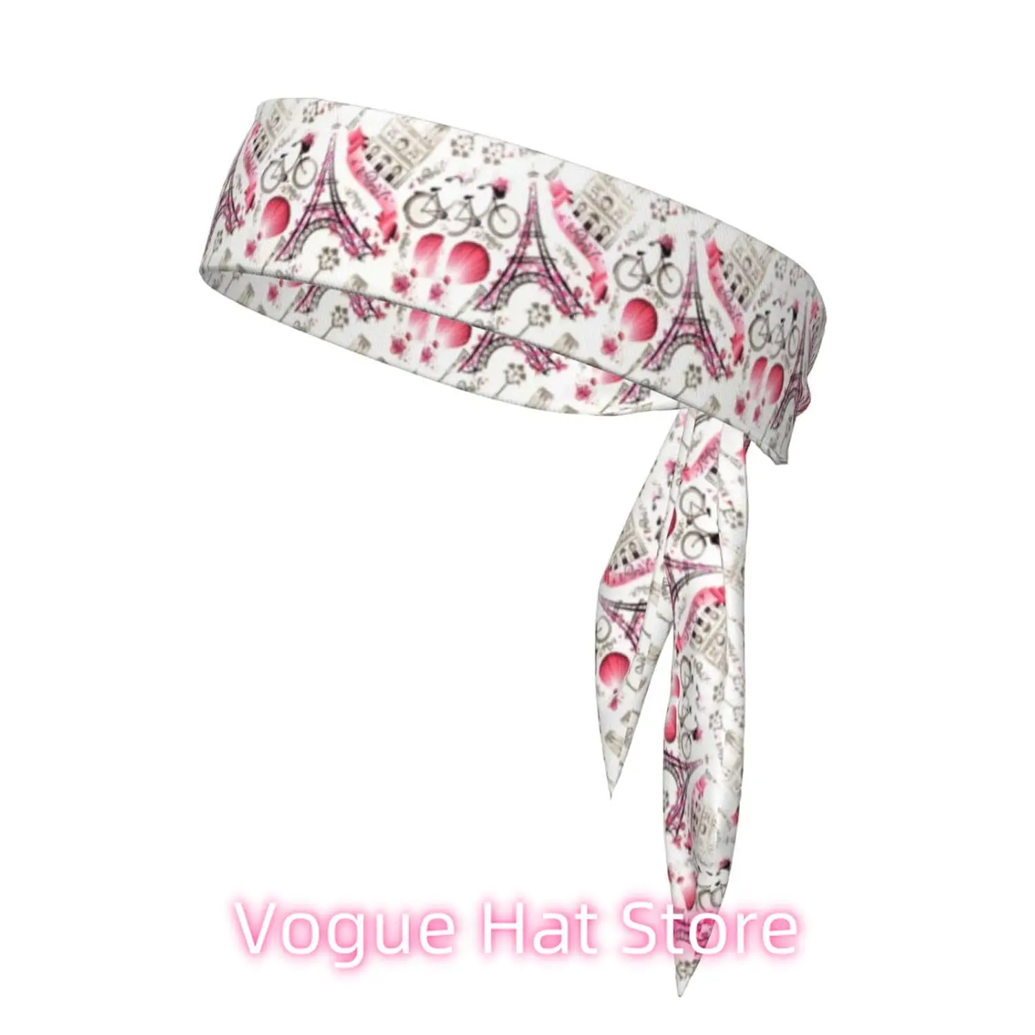 

Pink Paris Eiffel Tower and Balloon Tie Headbands for Men Women Sports Hair Band Bandana Sports Headbands