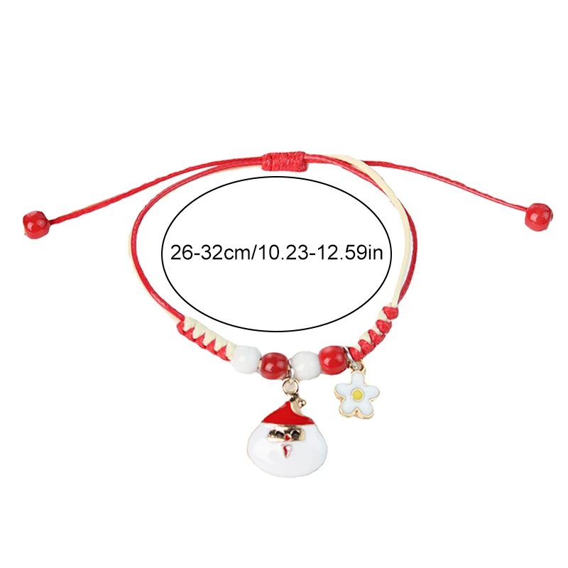 1PC Christmas Braided Rope Bracelet For Women Girl Santa Claus Elk Snowflake Pendant Pendant Bracelet Happy New Year Party Gift