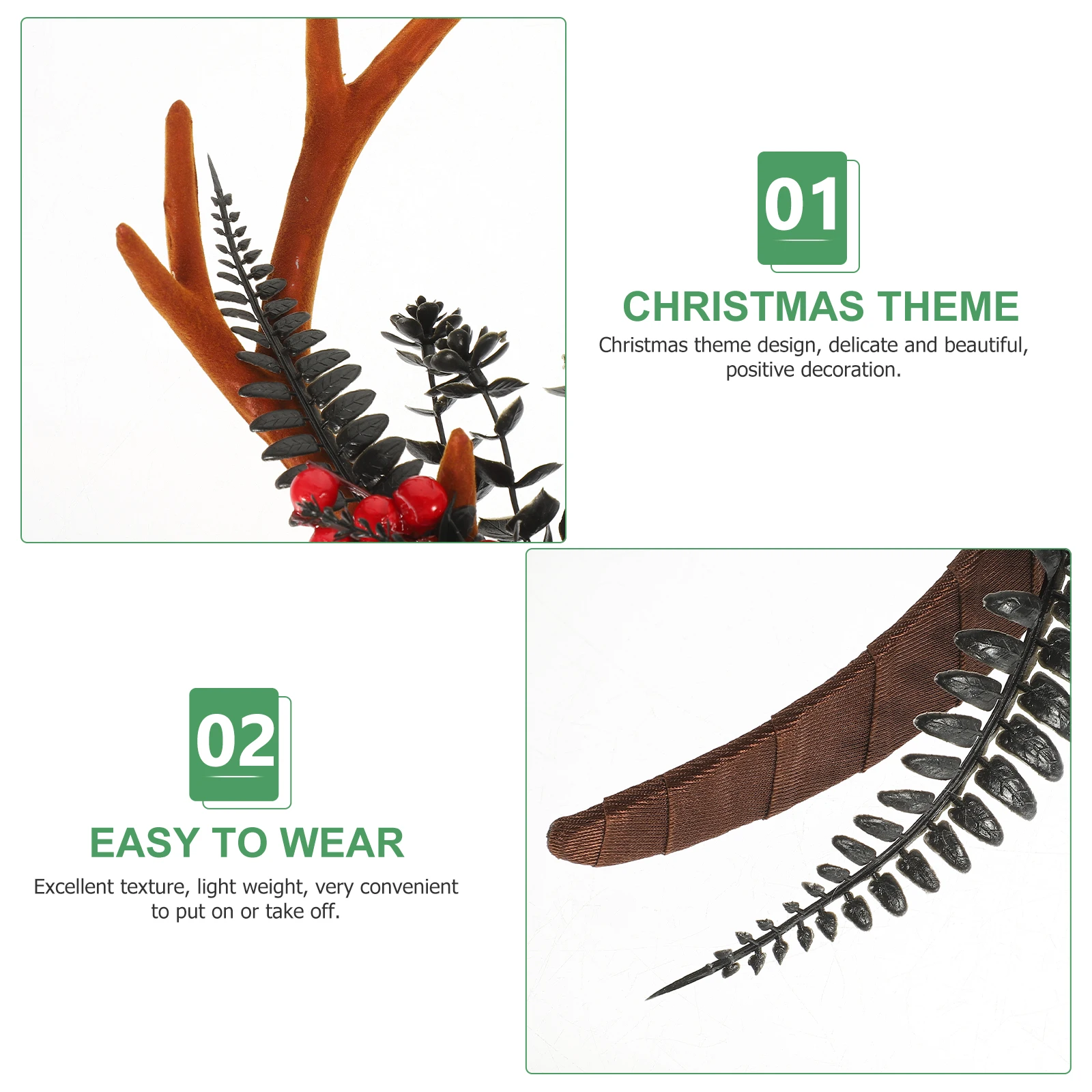 

Christmas Antler Headband Party Hair Accessory Costume Decoration Festival Cosplay Carnival Women Men Lightweight Plastic Hair