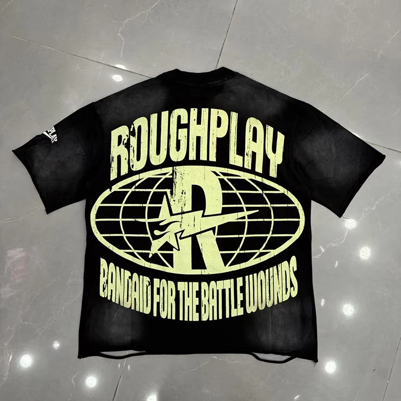 New Arrival Rough Play Unisex T-Shirt Vintage Sculpture Portrait Print Distressed Short Sleeve Streetwear Tee