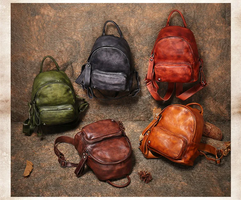 New vintage leather small backpack women bag literary original soft genuine leather female casual school backpacks bags 2020