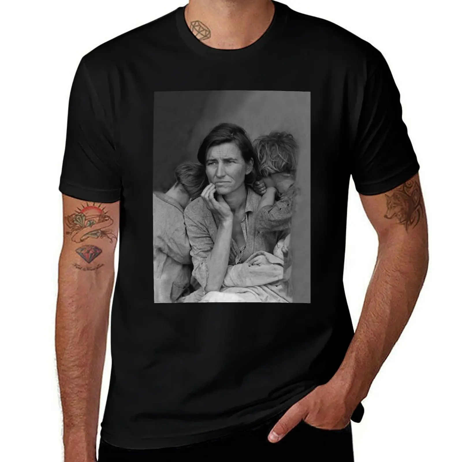 Dorothea Lange - Migraint Mother During the Dust Bowl T-Shirt Basic Solid Tee for Daily Use T-Shirt