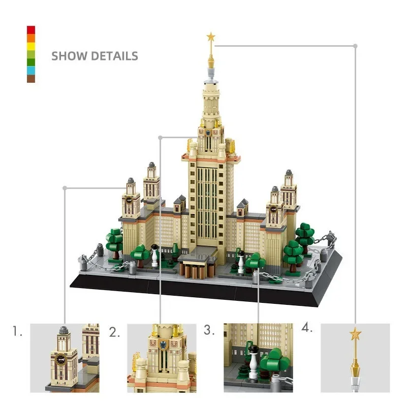 Lomonosov Mosca State University Modello Building Blocks MOC City Architettura modulare Mattoni Idee Giocattolo Regalo Bambini Ragazzi Ragazze