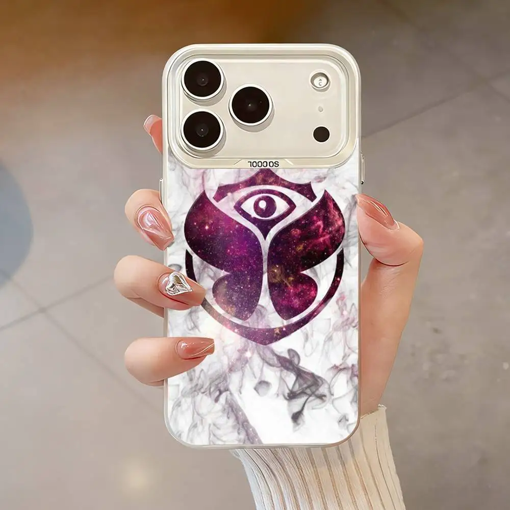 Coque de téléphone musicale Festival t-tomorrowland, pour iPhone 17,16,13,12,X,11,15,14,Pro,Max,Plus,SE4,Air,Mini blanc IMD HD mat
