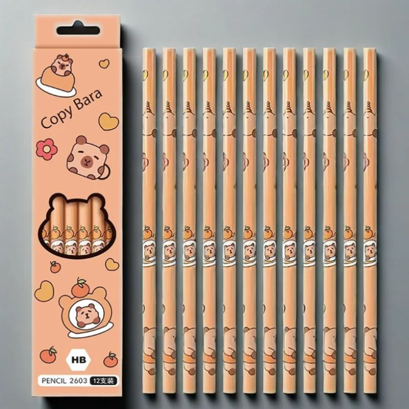 12 Uds. HB lápiz de escritura Capibara lápiz de dibujo artículos de boceto lápiz creativo papelería para estudiantes