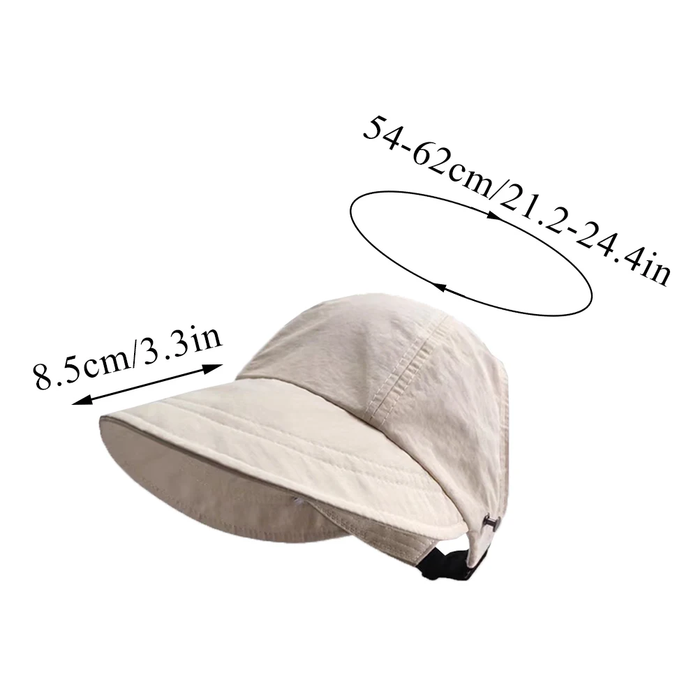 Wide Brim Visor Caps For Women 2024 Summer Anti-UV Beach Fisherman Hats Sun Hat Adjustable Universal Baseball Cap Hangable Mask