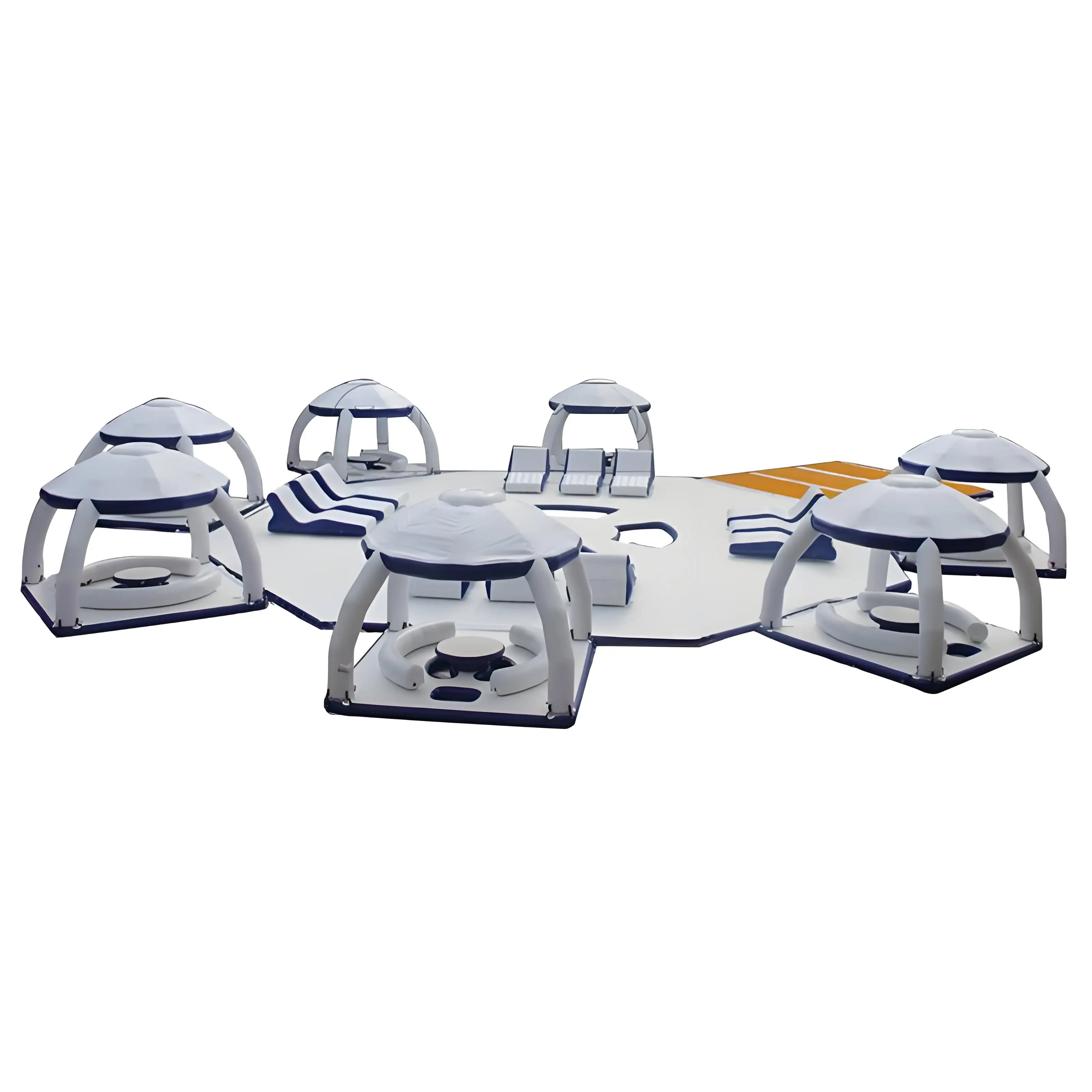 Summer Water Entertainment Inflatable Floating Island With Tent For Water Leisure Activity