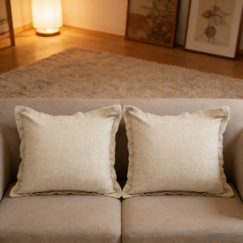 Boho Shabby Chic Cotton Linen Cushion Covers with Tassels, 45x45cm 30x50cm, 1Pc Decorative Throw Pillow Case for Sofa Home Decor