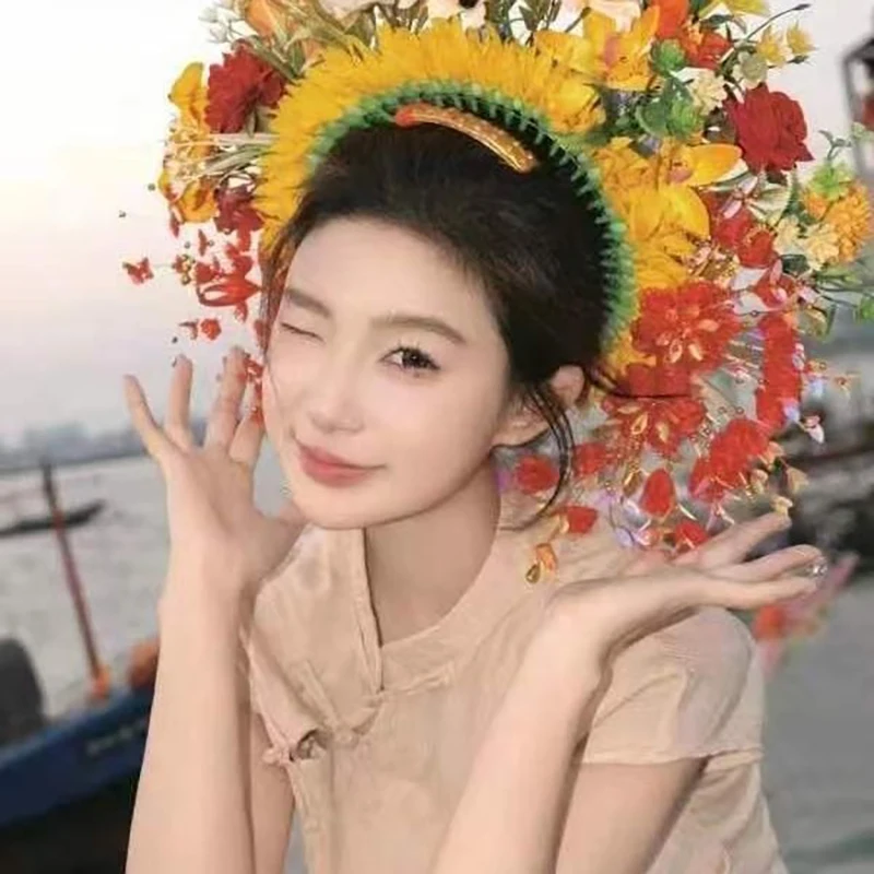 Hair Accessories for Girls Artificial Flower Wreath Women Flower Crown Hair Band Headband Luxury Fashion Accessories New Arrival