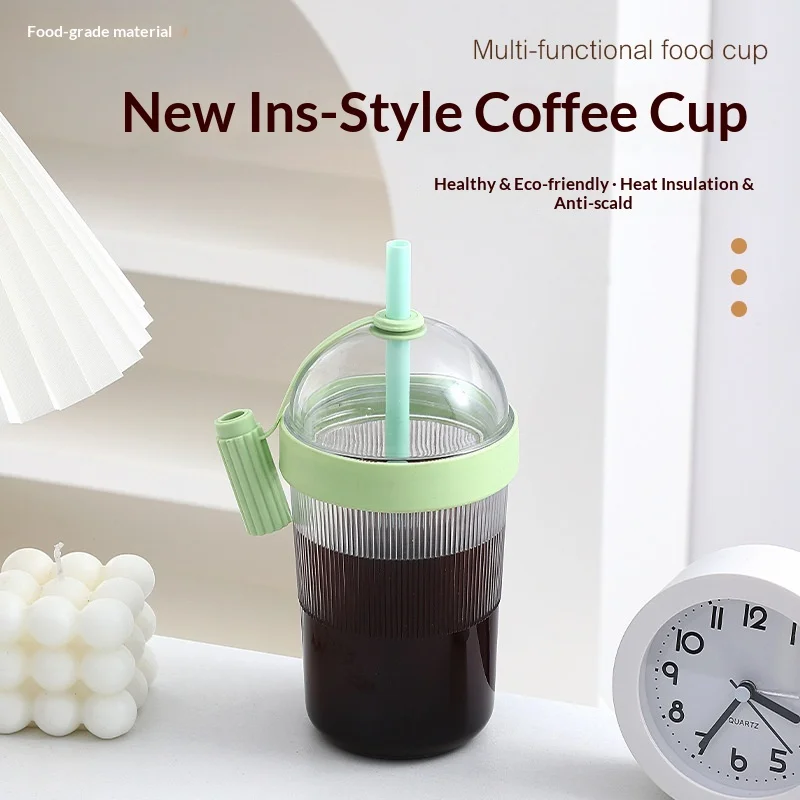 Sucking Coffee Cup Portable Large-capacity Straw Cups Outdoor Portable Straw Water Cup Milk Tea Cup Juice Jelly Cups