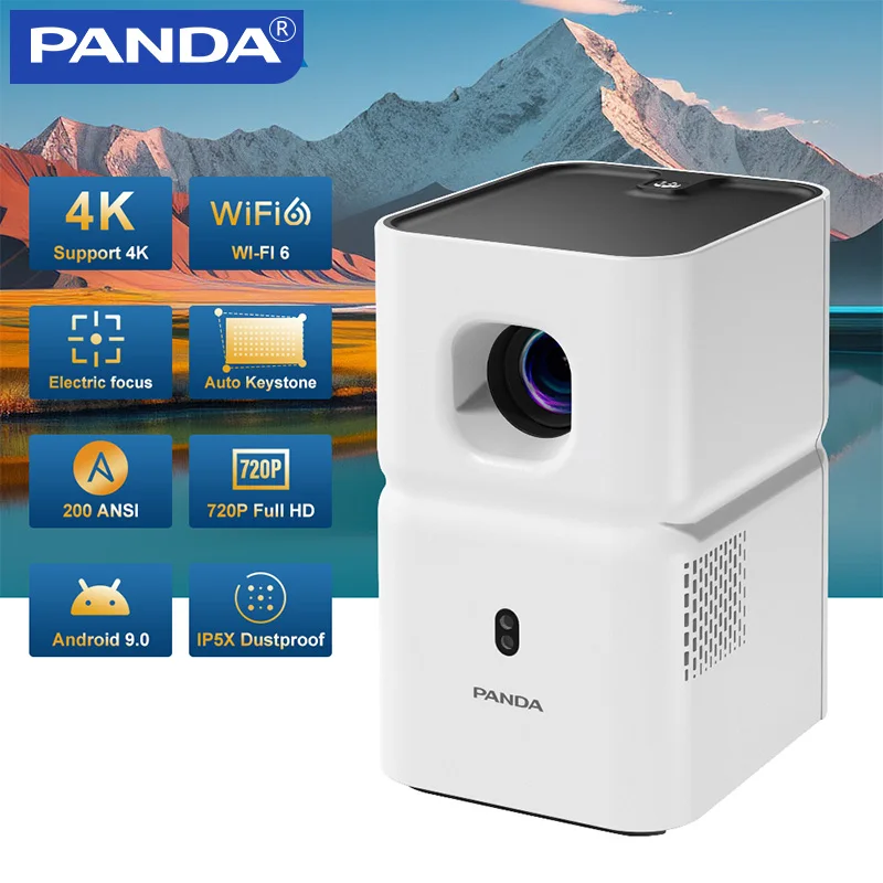Проектор PANDA PF03, Full HD, портативный, 4K, 1280x720P, Android, Wifi6, телефон для домашнего кинотеатра