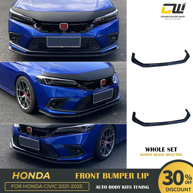 

Front Bumper Lip For Honda Civic 11th 2021-2025 3PCS/SET Sporty Front bumper Air Spoiler ABS Sport Body Kits Honda Accessories