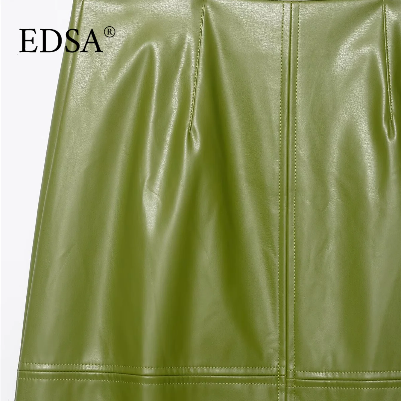 EDSA Damen-Midirock aus Pu-Leder, hohe Taille, gerade, lange Röcke für Damen, Party, High Street-Röcke