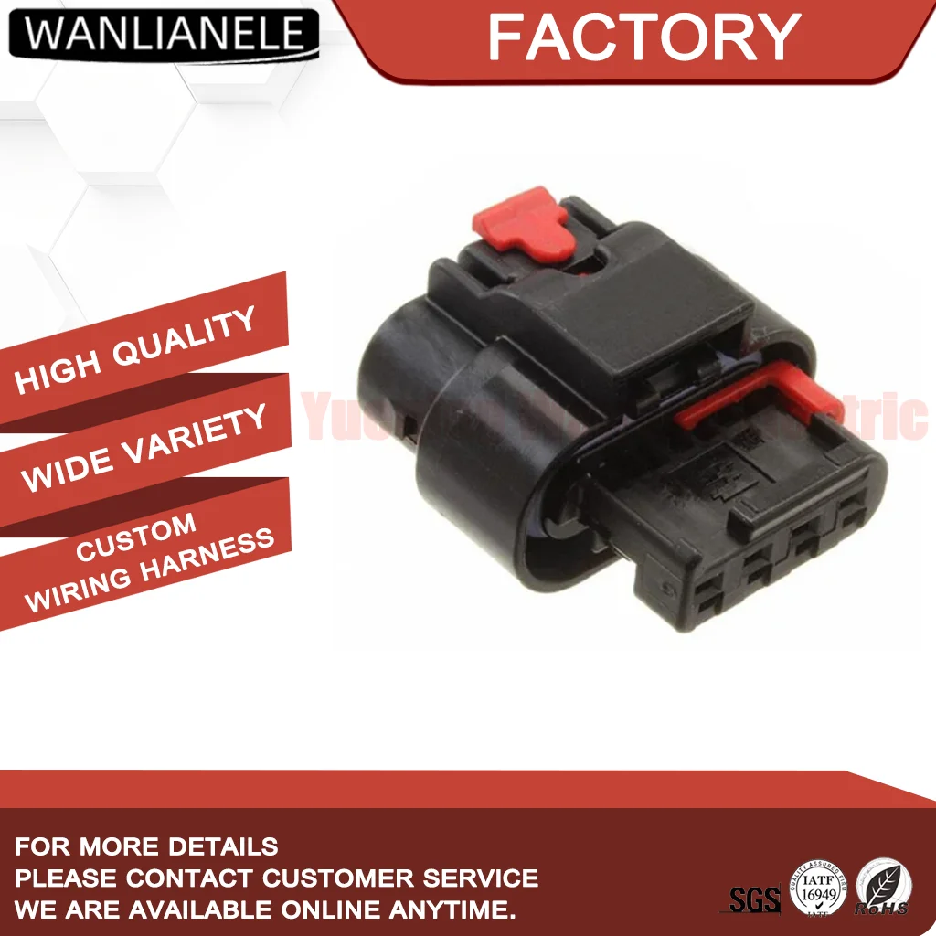 50 Sets 1-1456426-1 1-2309436-1 4 Pin Automotive Connector Housing Female MCON 1.2 4mm 25A 48V IP67 Sealed Black