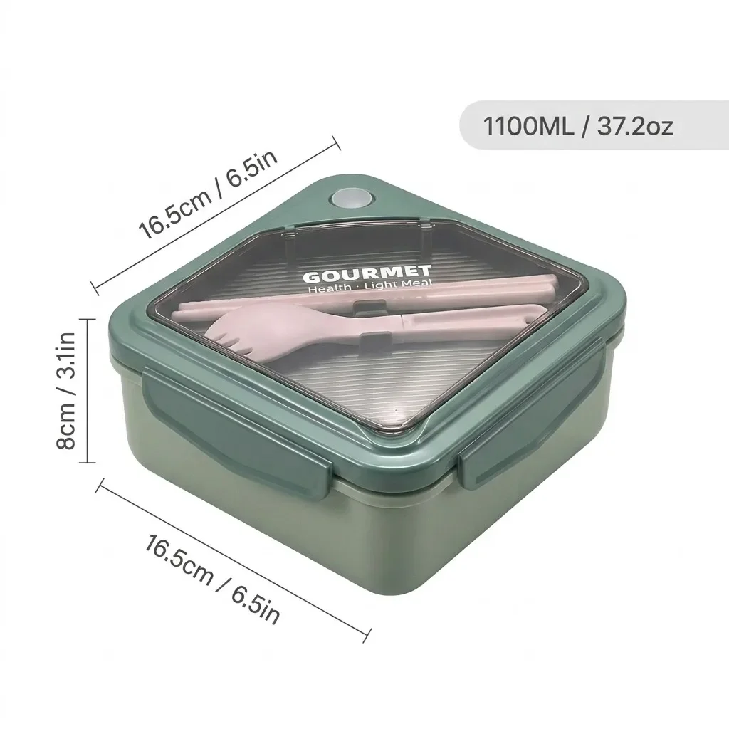 Magnetronbestendige plastic bentobox met 2 compartimenten, lekvrije lunchbox met bestek, voedselbewaarcontainers voor volwassenen en kinderen.
