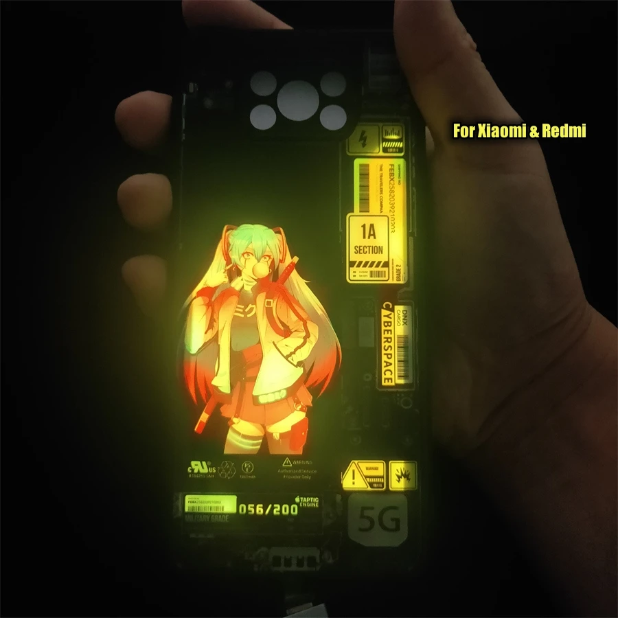 

LED Light Phone Case For Xiaomi Mi 12 12T 11 Lite Ultra Anime Luminous Cover For Poco X3 X4 F3 F4 GT Redmi Note10 Pro K40 Gaming