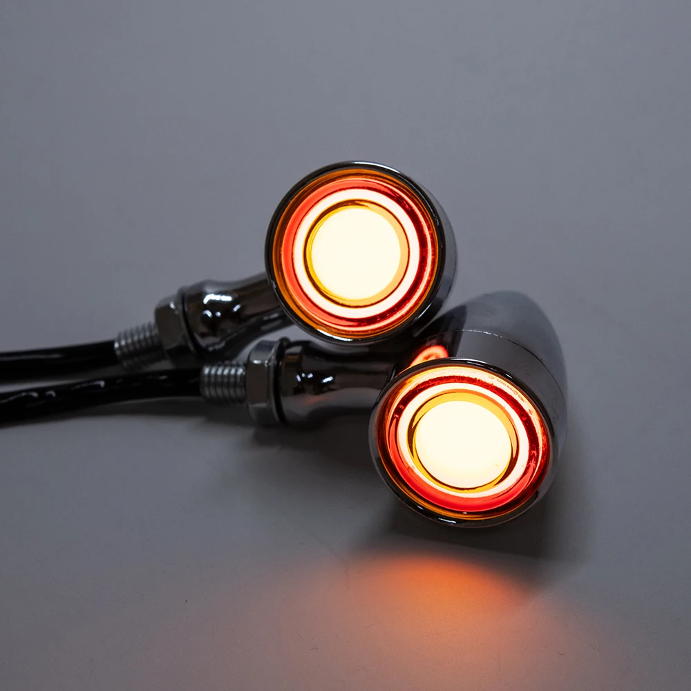 Evomosa Motorcycle Mini LED Turn Signal Light Bullet Moto flashing Light clignotant moto led 12V Fit for Kawasaki Suzuki Yamaha