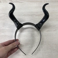 Women Black Queen Witch Demon Horns Headpiece Cosplay Animal Antelope Devil Headdress Christmas Halloween Party Costume Headband 5