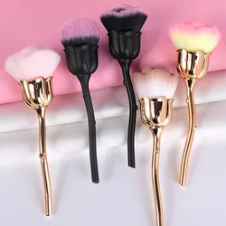 Rose Flower Shape Loose Powder Foundation Blush Makeup Brushes Woman Pink Nail Art Dust Brush For Manicure Beauty Make Up Tools