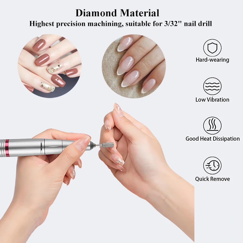 10 teile/satz Diamant Naill Bohrer Rotary Häutchen Grat Fräser Bohrer für Maniküre Nagel Datei Maschine Häutchen Sauber Werkzeug