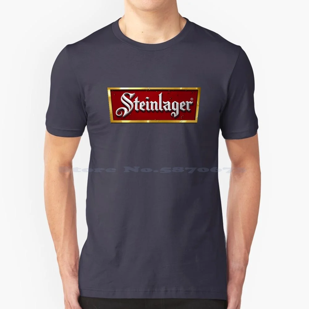 Steinlager Logo T Shirt 100% Cotton Tee Steinlager Logo Beer Logo Lagers Red Gold Silver White Water Drop Droplet Effect Brand