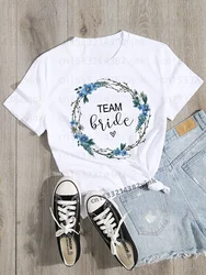 Team Bride Evjf Tee Shirt Bachelorette Wedding Party Women Casual ladies basic O-collar White Short Sleeved T-shirt Girl