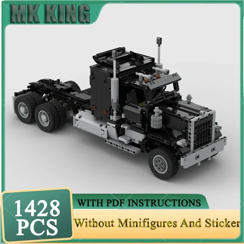 

Модель городской автомобиль Moc, строительные блоки, черный радиоуправляемый полугрузовик, модель Hauler, технические кирпичи, сделай сам, сборка автомобиля, игрушка для подарков