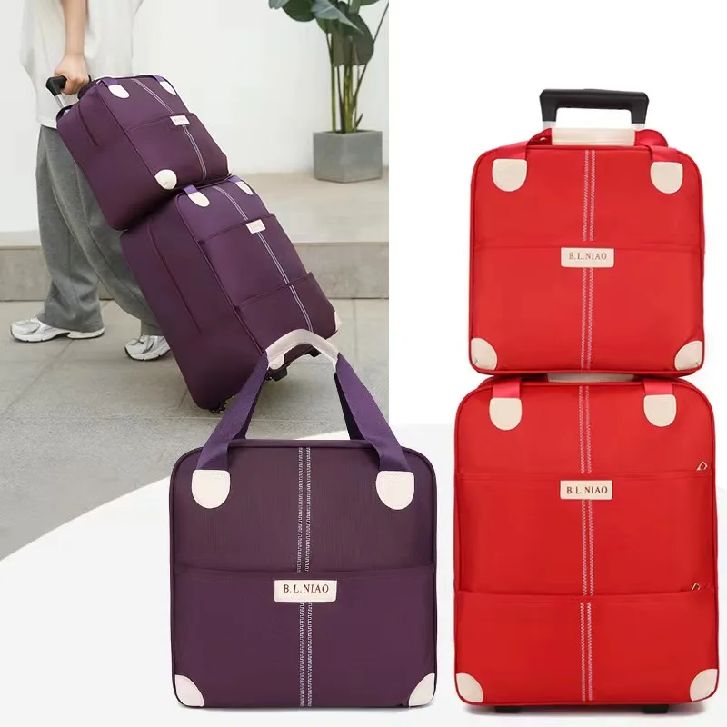 

Trolley bag Men's and women's travel bags Canvas Student school luggage bag Clothes storage storage bag