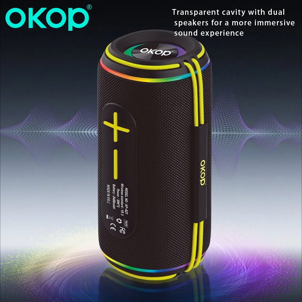 OKOPwireless مكبر صوت بخاصية البلوتوث في الهواء الطلق المحمولة الثقيلة باس ستيريو عالية الطاقة المزدوج المتكلم مضخم الصوت التخييم حفلة TF USB BLLUITUСССПКК