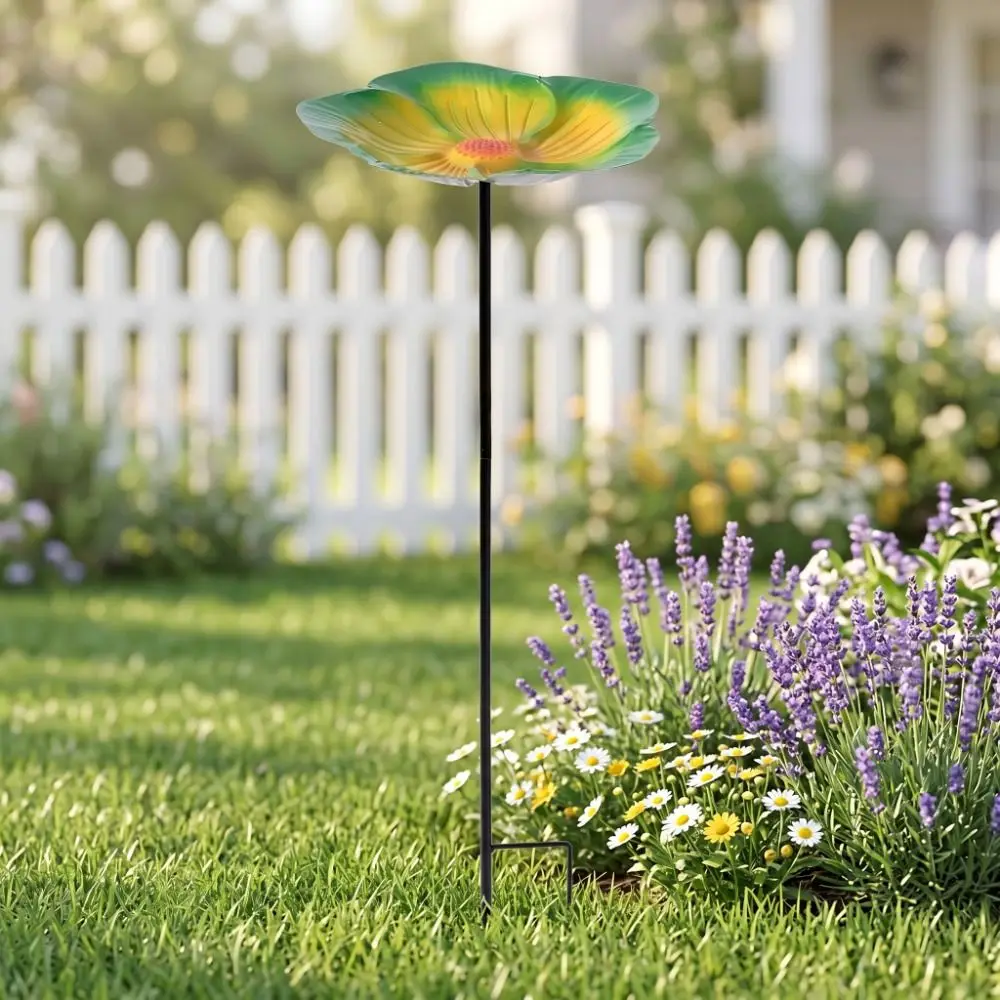 Flower Shape Bee Butterfly Watering Station Ornamental Horticulture Patchwork Bird Water Dispenser Garden Stake